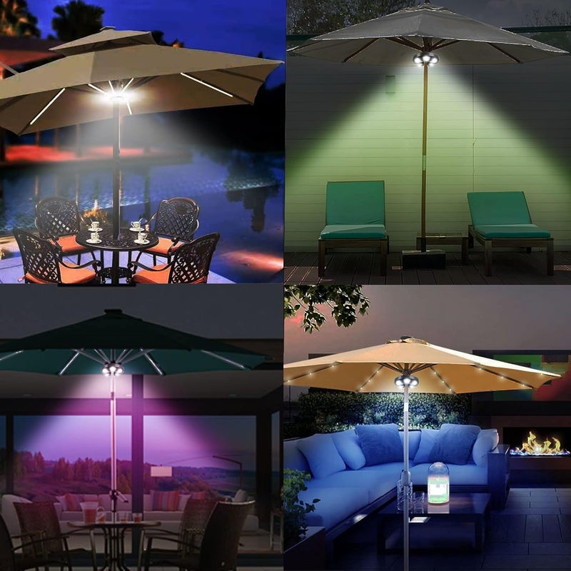 Arixinks 12 Colors Patio Umbrella Light with Remote Control/Cordless Rechargeable or AA Battery Operated Under Umbrella Pole Lights /300Lumens Dimmable/Pole Light for Patio Table Umbrellas Outdoor - Image 2